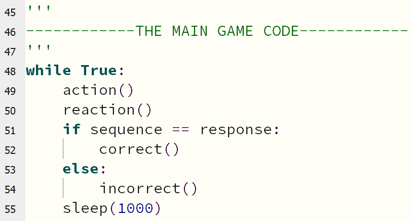 code section - main loop